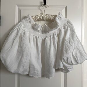 Banana Republic Bria linen blouson ruffle top off shoulder lined